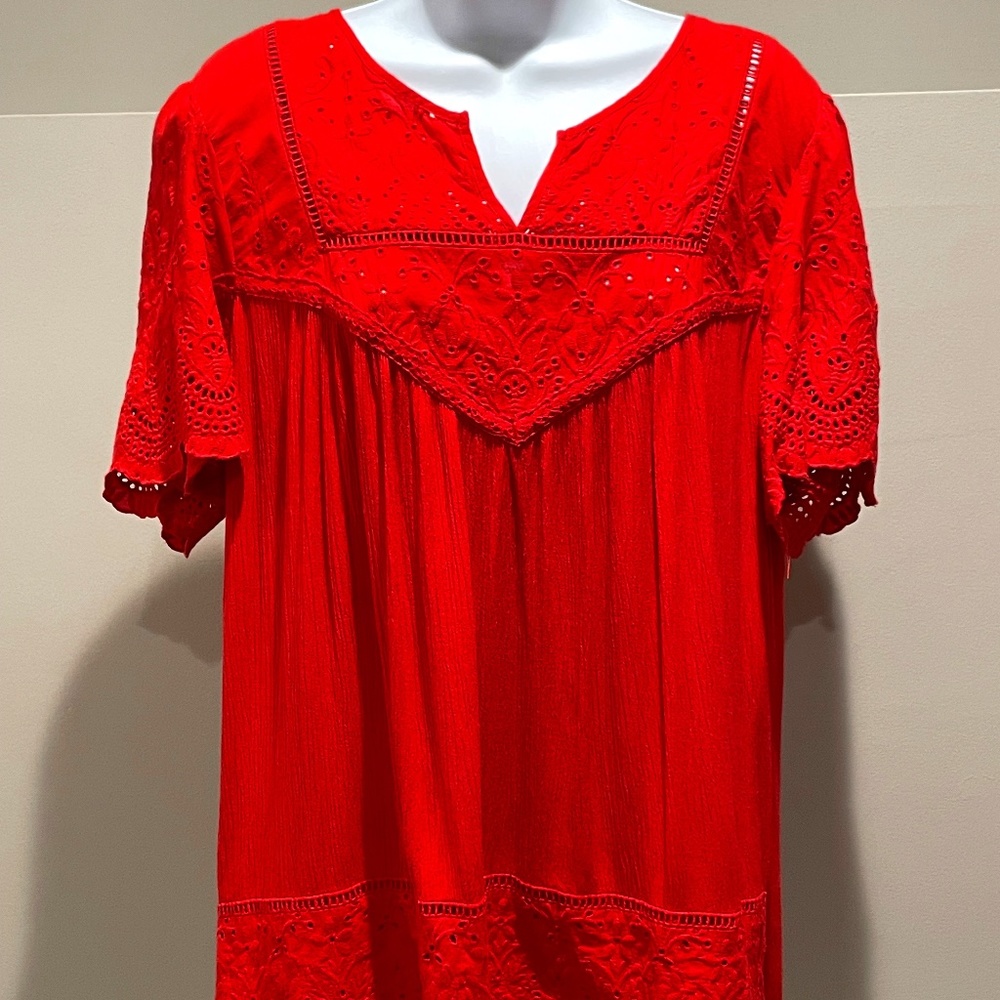 KNOX ROSE red lace top Sz XL